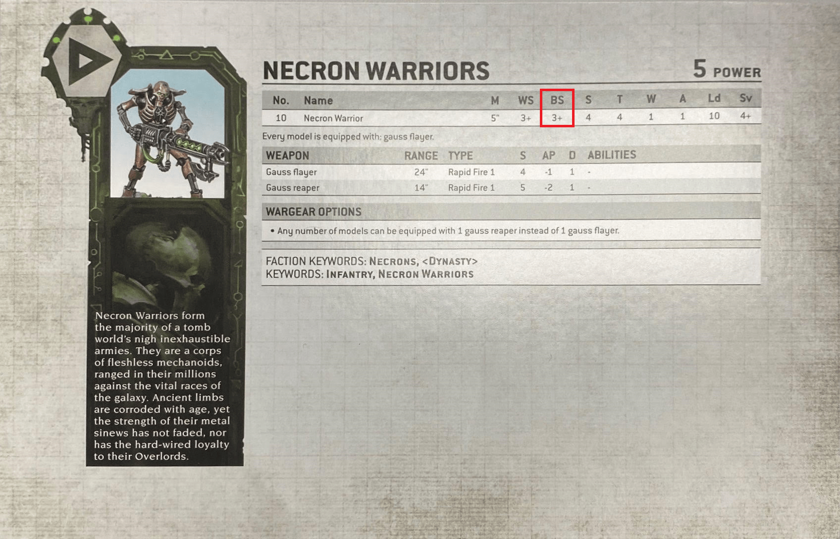 necron warriors ballistic skill stat
