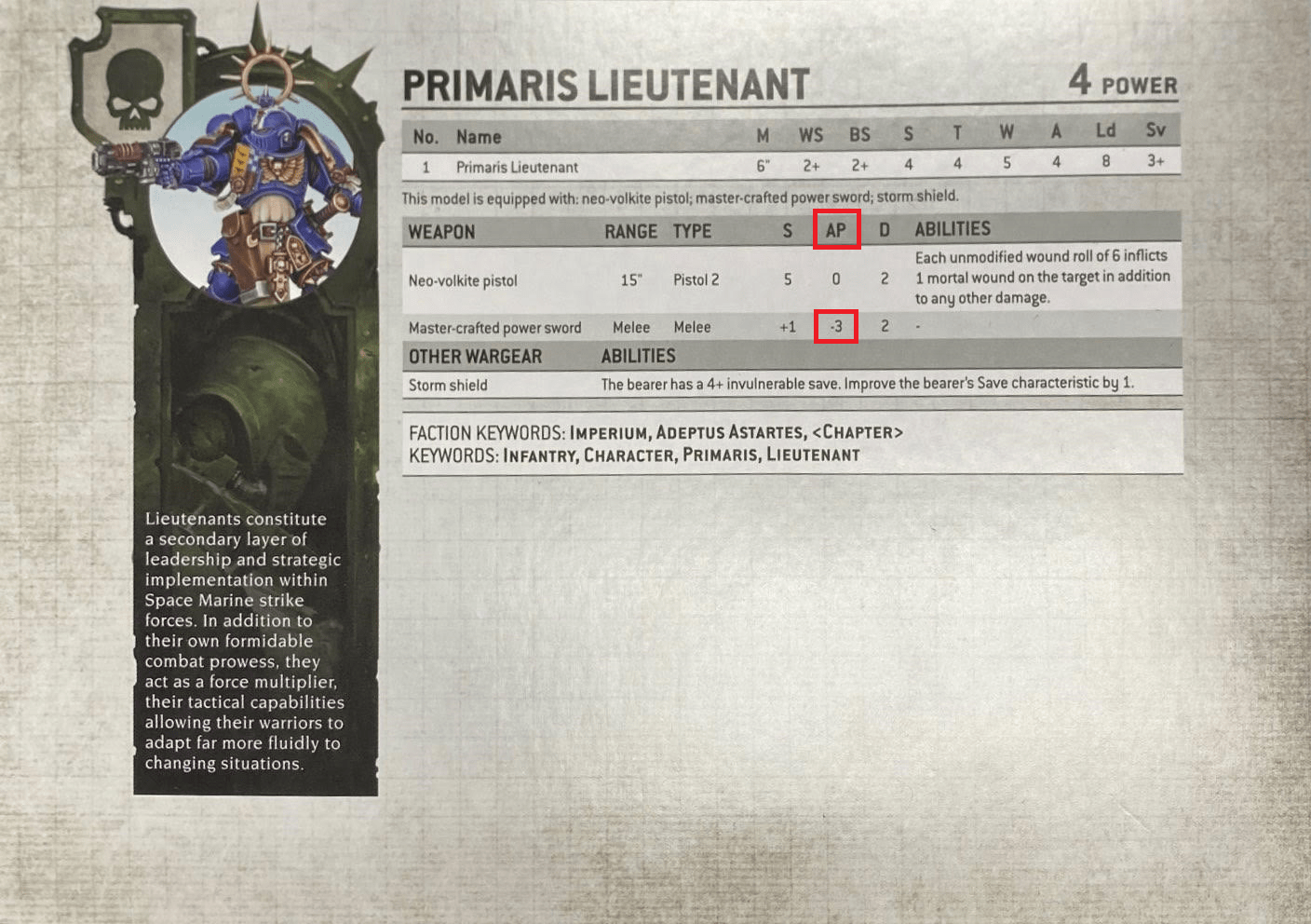 primaris lieutenant armour penetration weapon