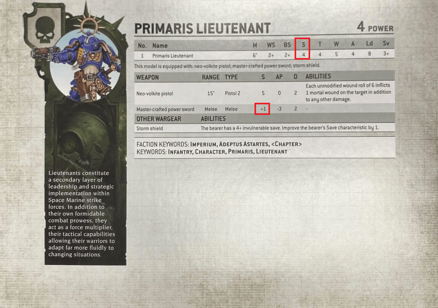 primaris lieutenant strength stat